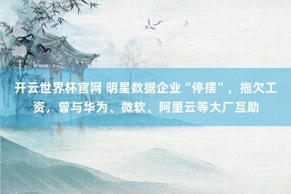 开云世界杯官网 明星数据企业“停摆”，拖欠工资，曾与华为、微软、阿里云等大厂互助