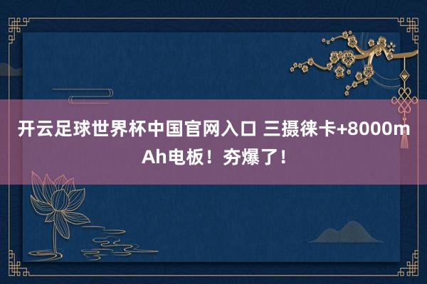 开云足球世界杯中国官网入口 三摄徕卡+8000mAh电板！夯爆了！
