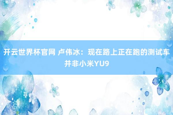开云世界杯官网 卢伟冰：现在路上正在跑的测试车并非小米YU9