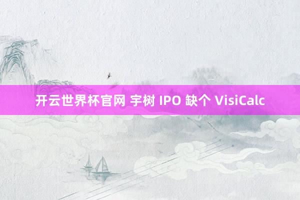 开云世界杯官网 宇树 IPO 缺个 VisiCalc