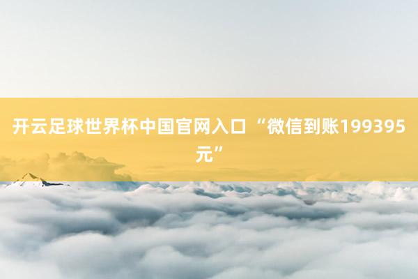 开云足球世界杯中国官网入口 “微信到账199395元”