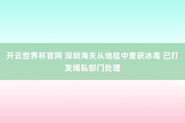 开云世界杯官网 深圳海关从地毯中查获冰毒 已打发缉私部门处理