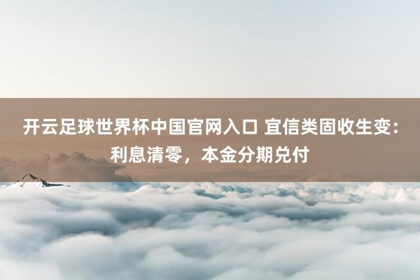 开云足球世界杯中国官网入口 宜信类固收生变：利息清零，本金分期兑付