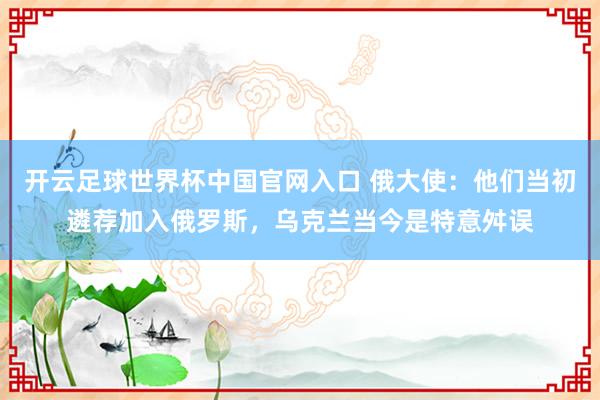 开云足球世界杯中国官网入口 俄大使：他们当初遴荐加入俄罗斯，乌克兰当今是特意舛误