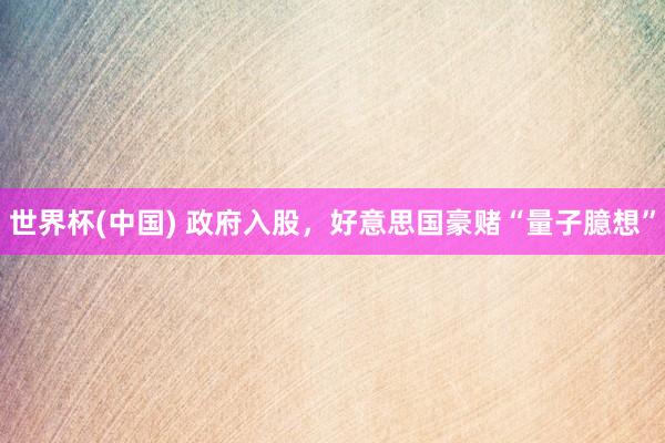 世界杯(中国) 政府入股，好意思国豪赌“量子臆想”