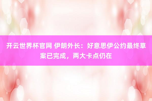 开云世界杯官网 伊朗外长：好意思伊公约最终草案已完成，两大卡点仍在