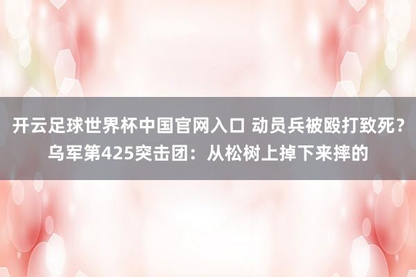 开云足球世界杯中国官网入口 动员兵被殴打致死？乌军第425突击团：从松树上掉下来摔的