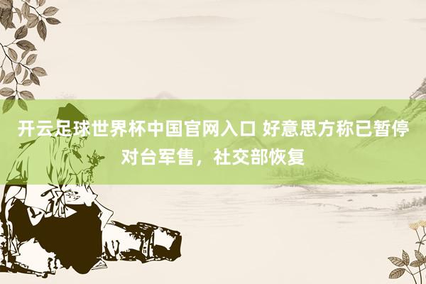 开云足球世界杯中国官网入口 好意思方称已暂停对台军售，社交部恢复