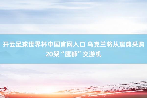 开云足球世界杯中国官网入口 乌克兰将从瑞典采购20架“鹰狮”交游机