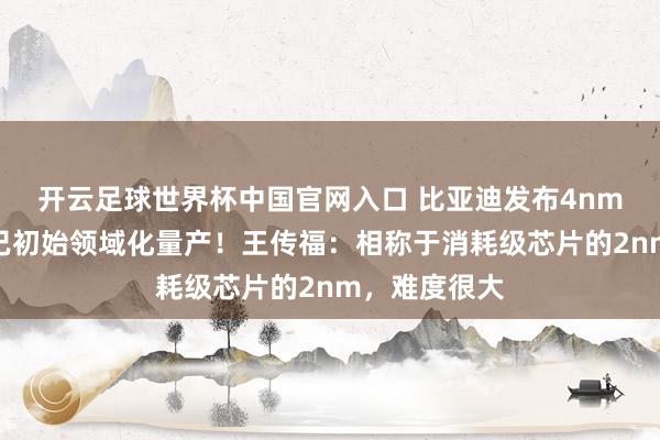 开云足球世界杯中国官网入口 比亚迪发布4nm智驾芯片，已初始领域化量产！王传福：相称于消耗级芯片的2nm，难度很大
