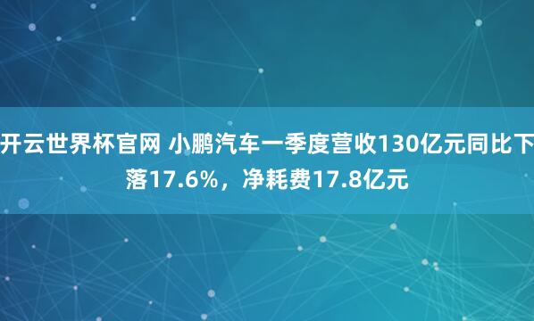 开云世界杯官网 小鹏汽车一季度营收130亿元同比下落17.6%，净耗费17.8亿元