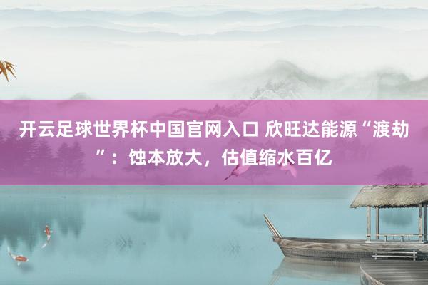 开云足球世界杯中国官网入口 欣旺达能源“渡劫”：蚀本放大，估值缩水百亿