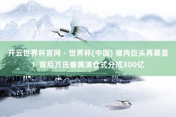 开云世界杯官网 - 世界杯(中国) 猪肉巨头再暴雷！背后万氏眷属清仓式分成300亿