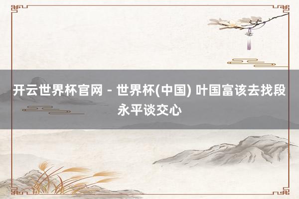 开云世界杯官网 - 世界杯(中国) 叶国富该去找段永平谈交心