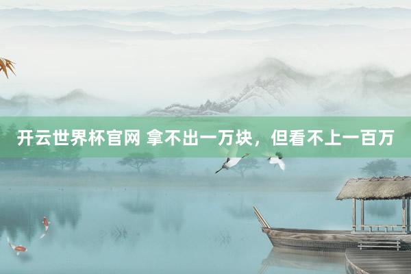 开云世界杯官网 拿不出一万块，但看不上一百万