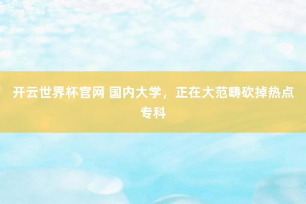 开云世界杯官网 国内大学，正在大范畴砍掉热点专科
