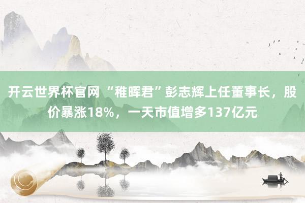 开云世界杯官网 “稚晖君”彭志辉上任董事长，股价暴涨18%，一天市值增多137亿元
