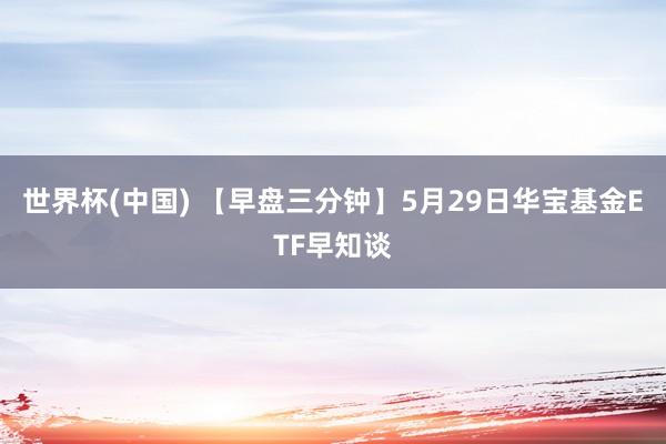 世界杯(中国) 【早盘三分钟】5月29日华宝基金ETF早知谈