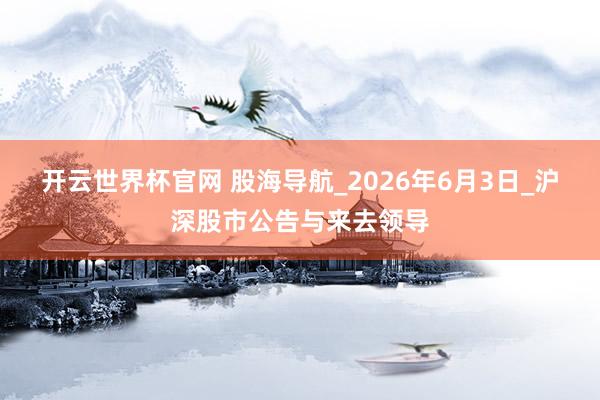 开云世界杯官网 股海导航_2026年6月3日_沪深股市公告与来去领导
