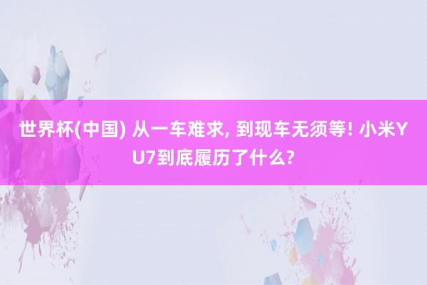 世界杯(中国) 从一车难求, 到现车无须等! 小米YU7到底履历了什么?