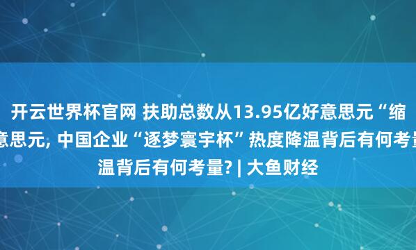 开云世界杯官网 扶助总数从13.95亿好意思元“缩水”至5亿好意思元， 中国企业“逐梦寰宇杯”热度降温背后有何考量? | 大鱼财经