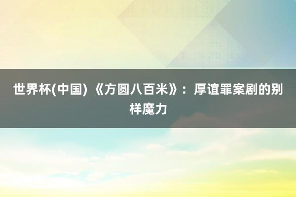 世界杯(中国) 《方圆八百米》:厚谊罪案剧的别样魔力