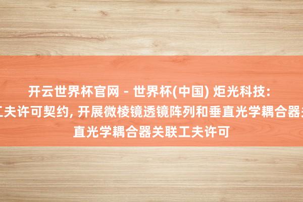 开云世界杯官网 - 世界杯(中国) 炬光科技: 子公司坚决工夫许可契约, 开展微棱镜透镜阵列和垂直光学耦合器关联工夫许可