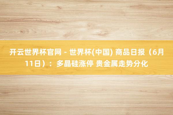 开云世界杯官网 - 世界杯(中国) 商品日报（6月11日）：多晶硅涨停 贵金属走势分化