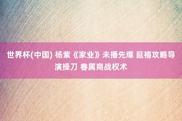 世界杯(中国) 杨紫《家业》未播先爆 延禧攻略导演操刀 眷属商战权术
