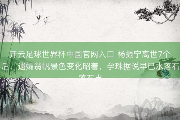 开云足球世界杯中国官网入口 杨振宁离世7个月后，遗孀翁帆景色变化昭着，孕珠据说早已水落石出