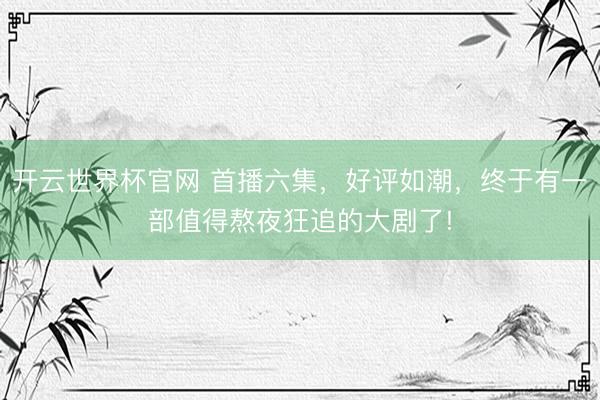 开云世界杯官网 首播六集，好评如潮，终于有一部值得熬夜狂追的大剧了!