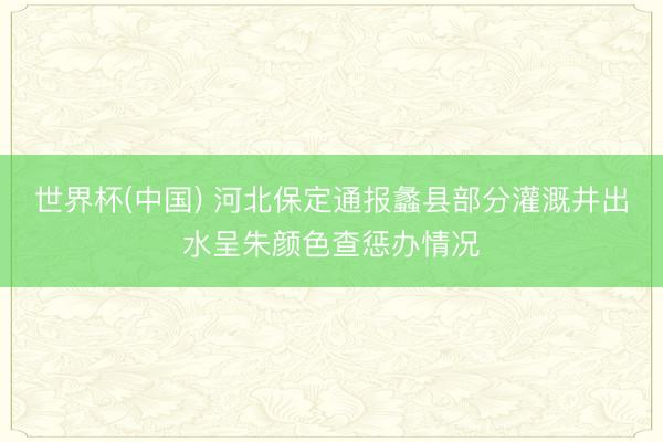 世界杯(中国) 河北保定通报蠡县部分灌溉井出水呈朱颜色查惩办情况