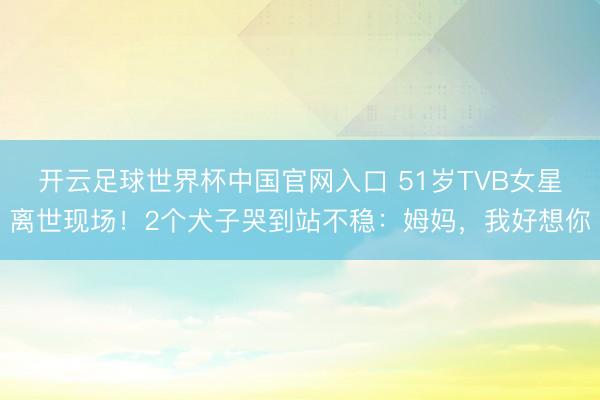 开云足球世界杯中国官网入口 51岁TVB女星离世现场!2个犬子哭到站不稳:姆妈,我好想你